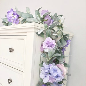 Lavender Flower Garland Lavender and Mint Decor Nursery Garland Flower Wall Hanging Lambs Ear Lavender Nursery Decor Wedding Garland