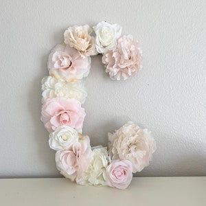 Blush Floral Letter Nursery Blush Flower Letter Decor Name Sign Blush Wedding Flower Decor Blush Baby Shower Decor Blush Pink Birthday Decor image 1