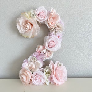 2nd Birthday Decoration Large Floral Number Photo Prop Floral Number 2 Toddler Girl Birthday Decor Baby Girl Birthday Floral Letter image 1