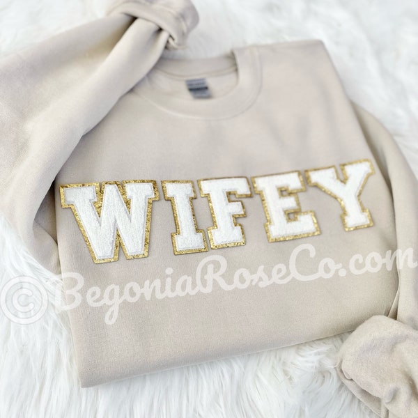 Chenille WIFEY Sweatshirt WIFEY Crewneck WIFEY Patch Sweatshirt Wife Shirt Wife Gift Wifey Gift Wife Sweatshirt Wife Shirt Honeymoon Shirt