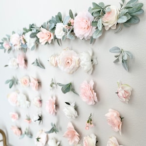 Floating Flower Wall Pale Pink Peony Wall Decor Woodland Nursery Decor Girl Wall Art Flower Wall Hanging Girl Room Decor Blush Pink Floral