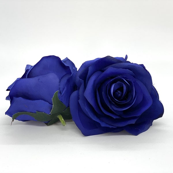 3.5" Deep Blue Artificial Rose Royal Blue Artificial Flower Blue Silk Flower Rose Blue Rose Royal Blue Wedding Flower Deep Blue Floral Rose