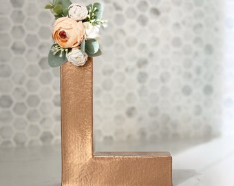 Freestanding Floral Letter Freestanding Letter Girl Nursery Name Letter Rose Gold First Birthday Party Table Decor Wedding Name Sign