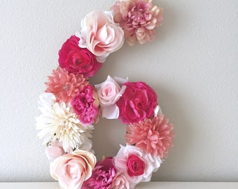 Flower Number Floral Number Kids Birthday Decor Birthday Party Decor Birthday Number Floral Letter Flower Letter Pink Birthday Decor