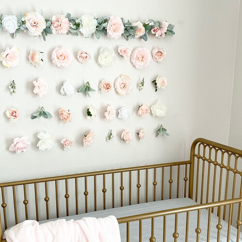 Blush Pink Nursery Decor Girl Decor Flower Wall Hanging Blush Etsy