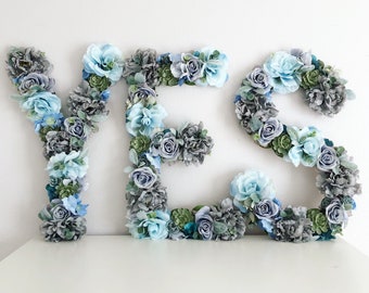 Floral Letter Flower Letter Say Yes to the Dress Sign Said Yes Proposal Sign Engagement Party Decoration Bridal Shop Decor Bridal