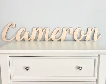 Wood Name Sign Script Sign Door Sign Sign Above Crib Baby Monogram Baby Name Sign Wedding Sign Name Reveal Newborn Photo Baby Photo