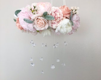 Boho Floral Mobile Flower Mobile Boho Nursery Decor Girl Baby Mobile Girl Baby Crib Mobile Shabby Chic Baby Girl Nursery Decor Girl