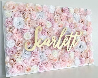 Blush Pink Nursery Decor Flower Wall Nursery Decor Girl Baby Girl Name Sign Wall Decor Floral Nursery Floral Baby Shower Floral Girl