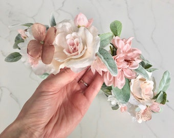 Adult Flower Crown Rose Gold Flower Crown Adult and Child Flower Headpiece Boho Wedding Crown Maternity Crown Boho Bridal Flower Crown