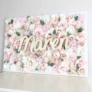 Blush Nursery Decor Girl Nursery Decor Girl Flower Wall Nursery Floral Wall Nursery Name Sign Girl Room Decor Girl Baby Shower Gift image 2