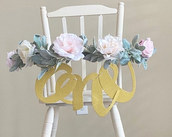 High Chair Garland High chair Banner First Birthday Decor Girl Floral Garland Decor Girl Nursery Decor Flower Wall Decor Garland Wall