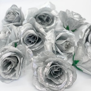 3.5" Metallic Silver Flower Silver Party Decor Silver Wedding Decor Silver Wedding Bouquet Metallic Party Decor Metallic Silver Decor Party