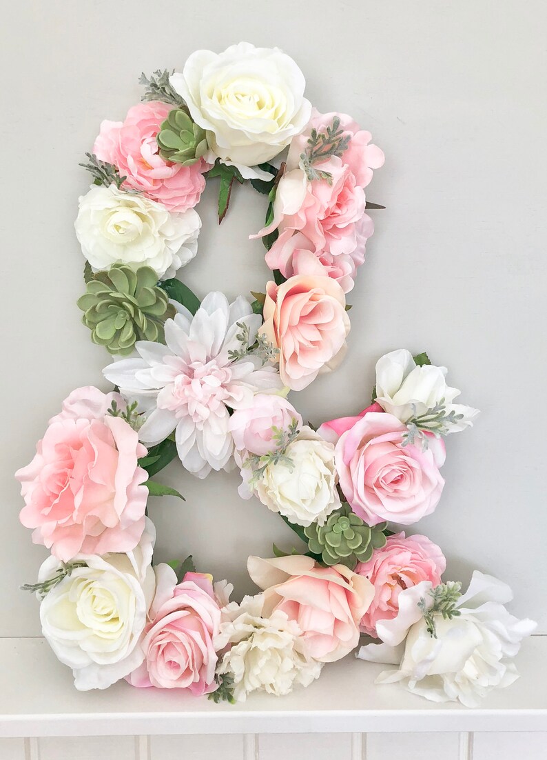 Large Flower Letter Floral Letter Nursery Letter Boho Nursery Decor Baby Letter Kids Room Decor Girls Room Decor Pink and Green Decor image 10