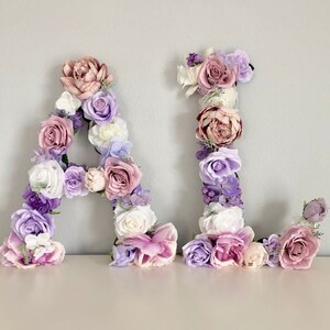 Floral Letter Flower Letter Name Sign Monogram Decor Bridal Shower Decor Engagement Party Decor Baby Shower Lavender Nursery Decor image 10