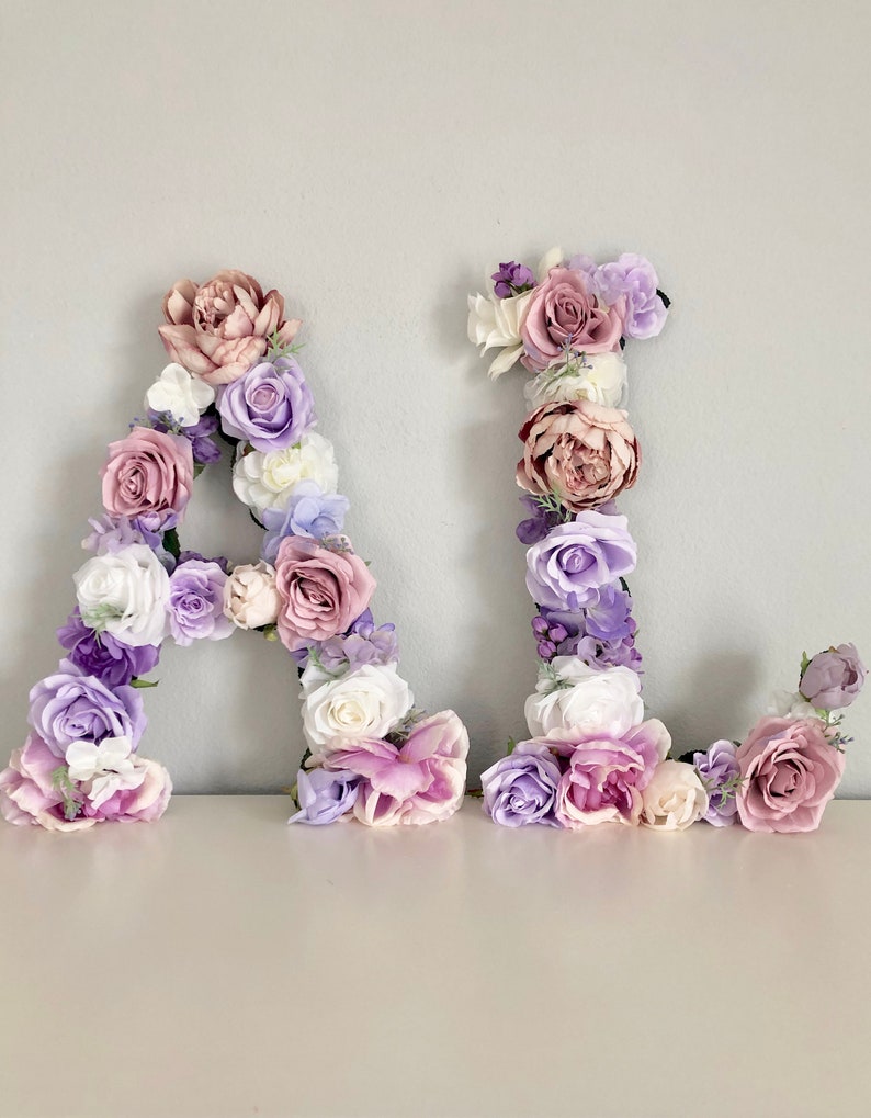 Floral Letter Flower Letter Name Sign Monogram Decor Bridal Shower Decor Engagement Party Decor Baby Shower Lavender Nursery Decor image 10