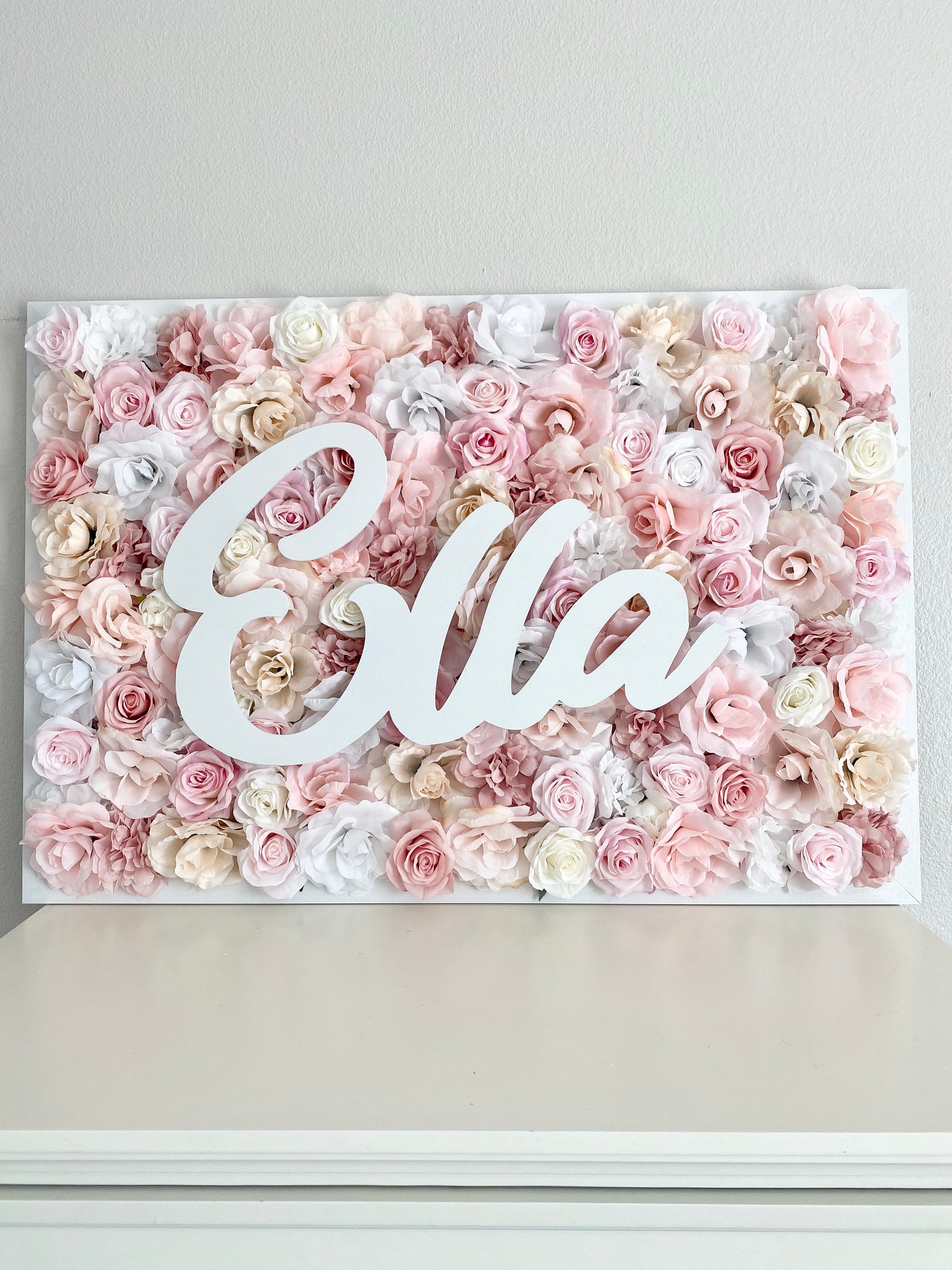 Rose Gold Name Sign Flower Wall Name Decor Floral Letter Etsy