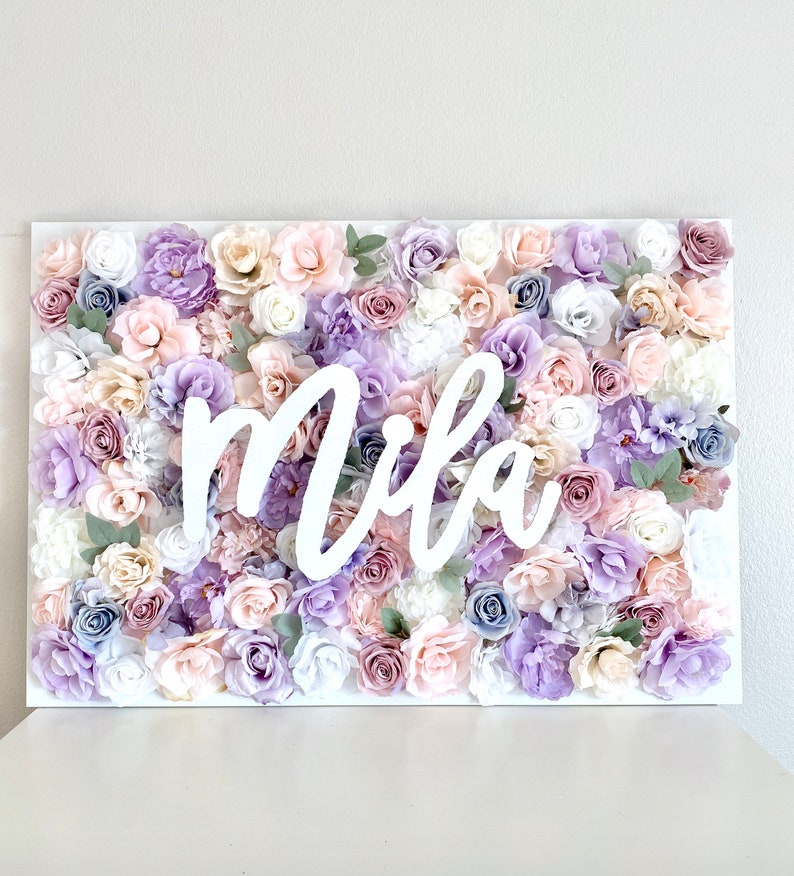 Girl Nursery Flower Wall Decor Baby Girl Name Sign Baby Name Etsy