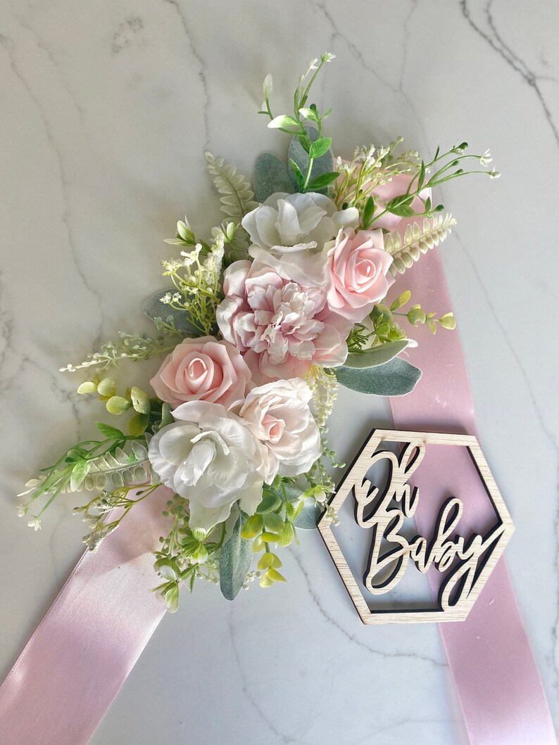 Floral Maternity Sash Belt Baby Shower Sash Gender Reveal Etsy