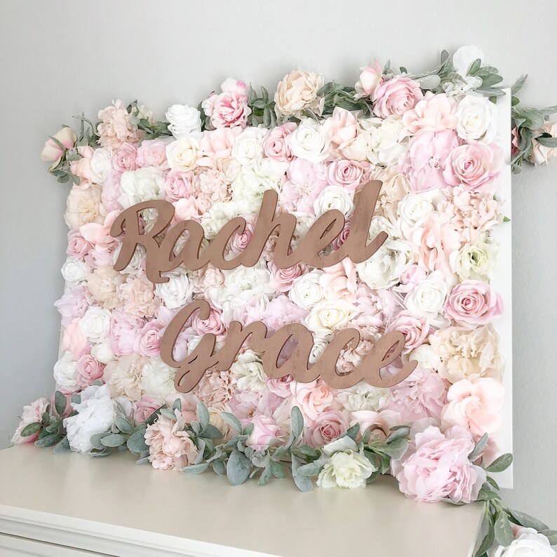 Blush Nursery Decor Girl Nursery Decor Girl Flower Wall Nursery Floral Wall Nursery Name Sign Girl Room Decor Girl Baby Shower Gift image 7