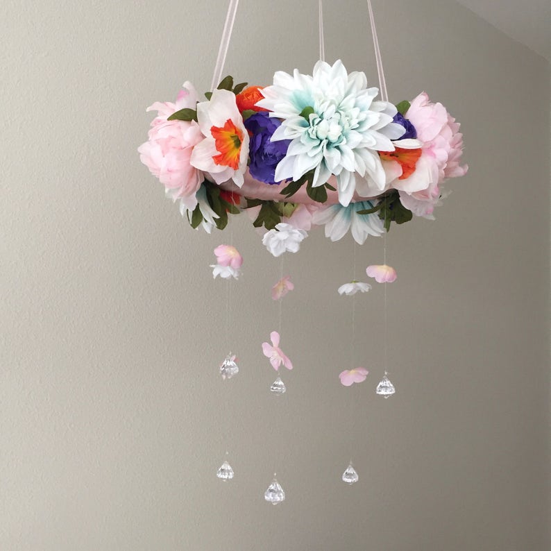 Pink Floral Mobile Pink Mobile Flower Mobile Pink Nursery Etsy