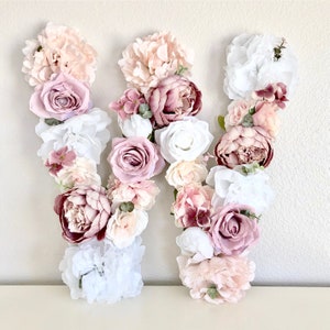 Flower Letter Floral Letter Blush Pink Nursery Decor Mauve Nursery Dusty Pink Nursery Baby Name Sign Shabby Chic Nursery Boho Nursery image 5