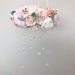 Flower Mobile Baby Mobile Floral Mobile Nursery Mobile Flower Chandelier Crib Mobile Girl Mobile Baby Chandelier Boho Dreamcatcher image 9