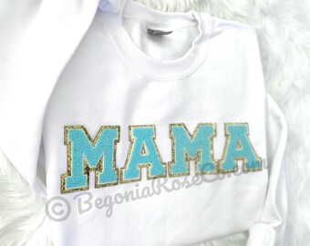 Boy MAMA Sweatshirt MAMA Crewneck MAMA Patch Sweatshirt Boy Mom Gift Mothers Day Gift Baby Shower Gift Pregnancy Announcement Mama to Be