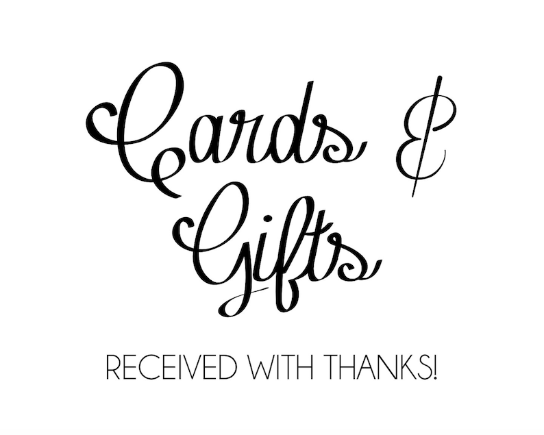 Printable Cards and Gifts Sign Instant Download Wedding | Etsy