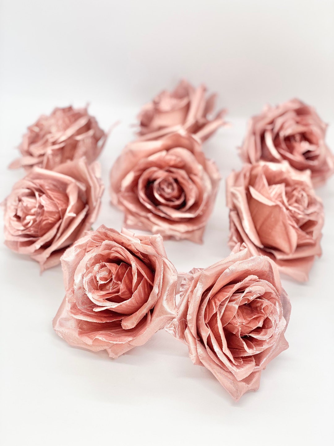 Set of 50: Pink Rose Flower Picks, 8 Long, 3 Wide