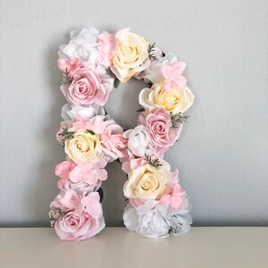 Floral Letter Nursery Flower Letter Girl Baby Gift Shabby Chic Decor Wedding Flower Wall Decor Floral Nursery Decor Peony Wall Flower image 6