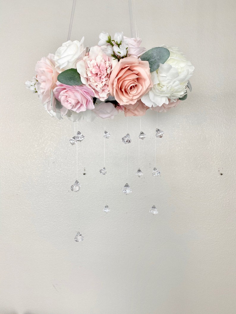 Flower Mobile Baby Mobile Floral Mobile Nursery Mobile Flower Chandelier Crib Mobile Girl Mobile Baby Chandelier Boho Dreamcatcher image 1