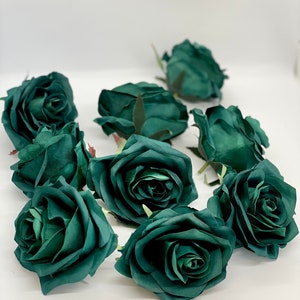 3.5 Emerald Artificial Rose Emerald Rose Dark Green Rose Forest Green Rose Emerald Silk Flower Dark Green Silk Flower Dark Green Emerald image 3