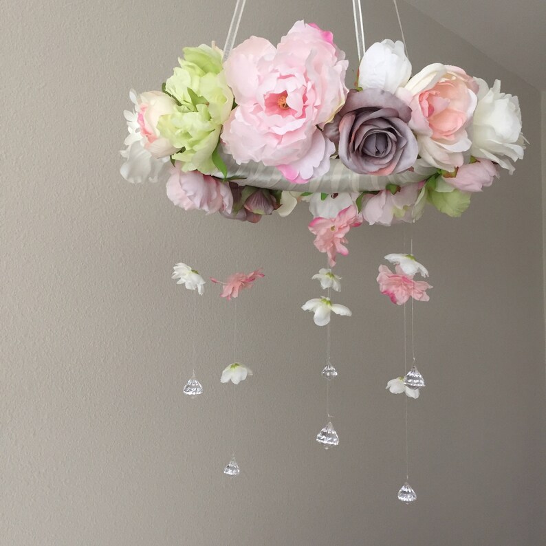 Flower Mobile Floral Mobile Floral Baby Mobile Pink Nursery Etsy