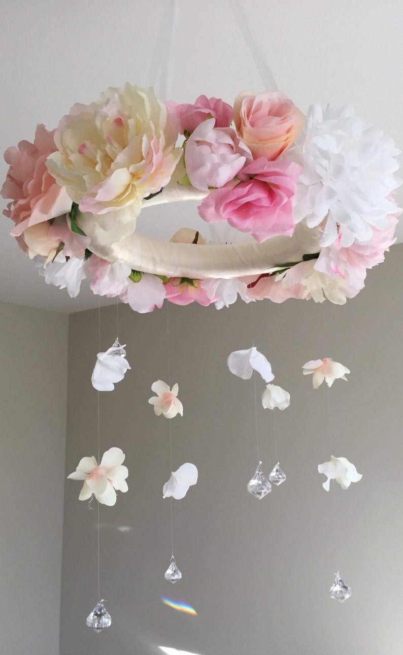 Flower Mobile Floral Mobile Floral Baby Mobile Pink Nursery Etsy