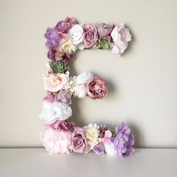 Large Floral Letter Wood Letter Flower Letter Baby Shower Etsy