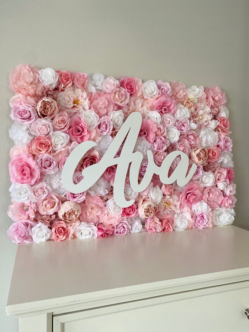 Floral Girl Nursery Wall Decor Baby Name Sign Nursery Floral Etsy