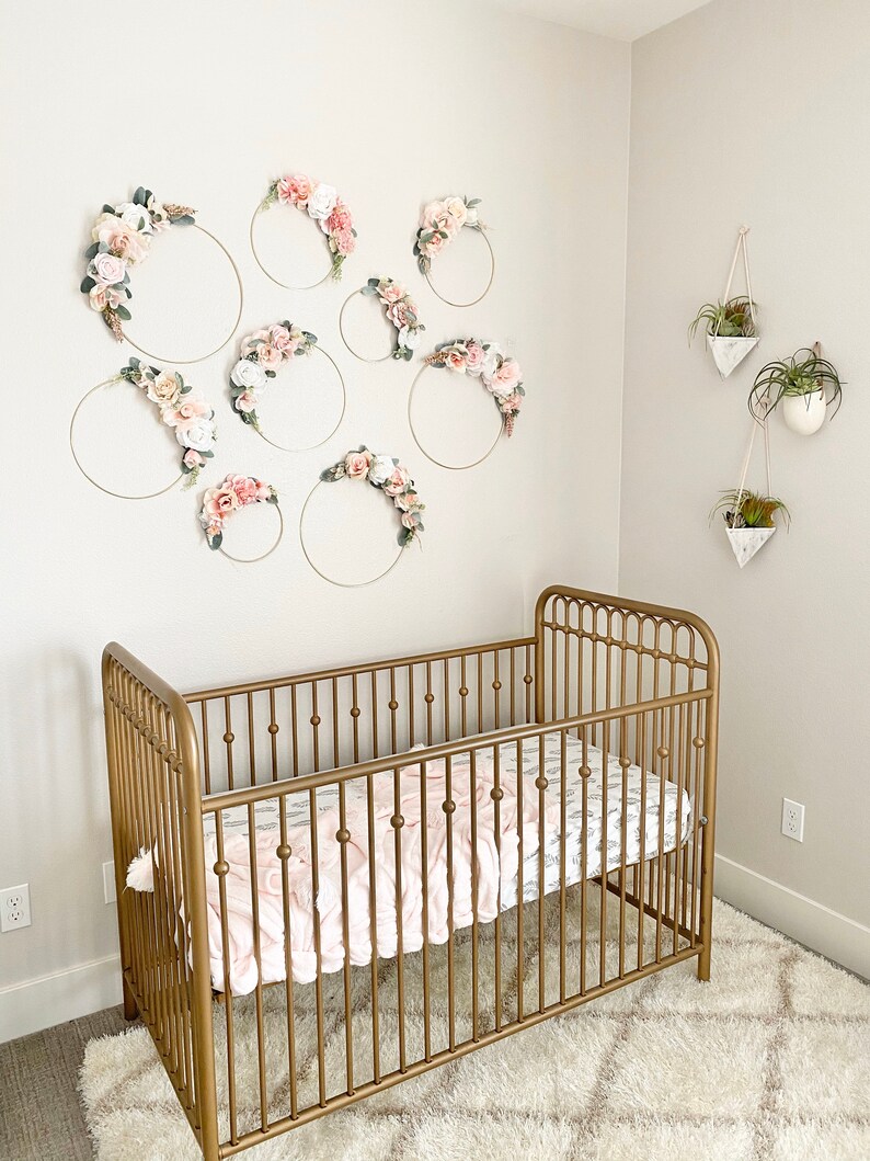 Large Floral Hoop Wreath Nursery Decor Girl Wall Decor Floral Etsy
