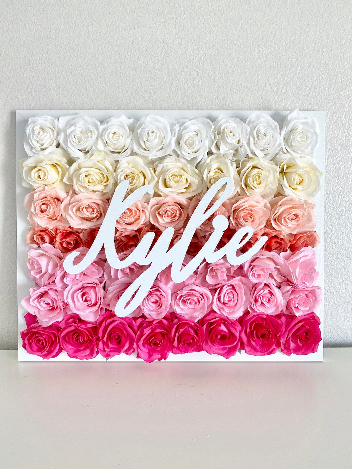 Rose Gold Name Sign Flower Wall Name Decor Floral Letter Etsy