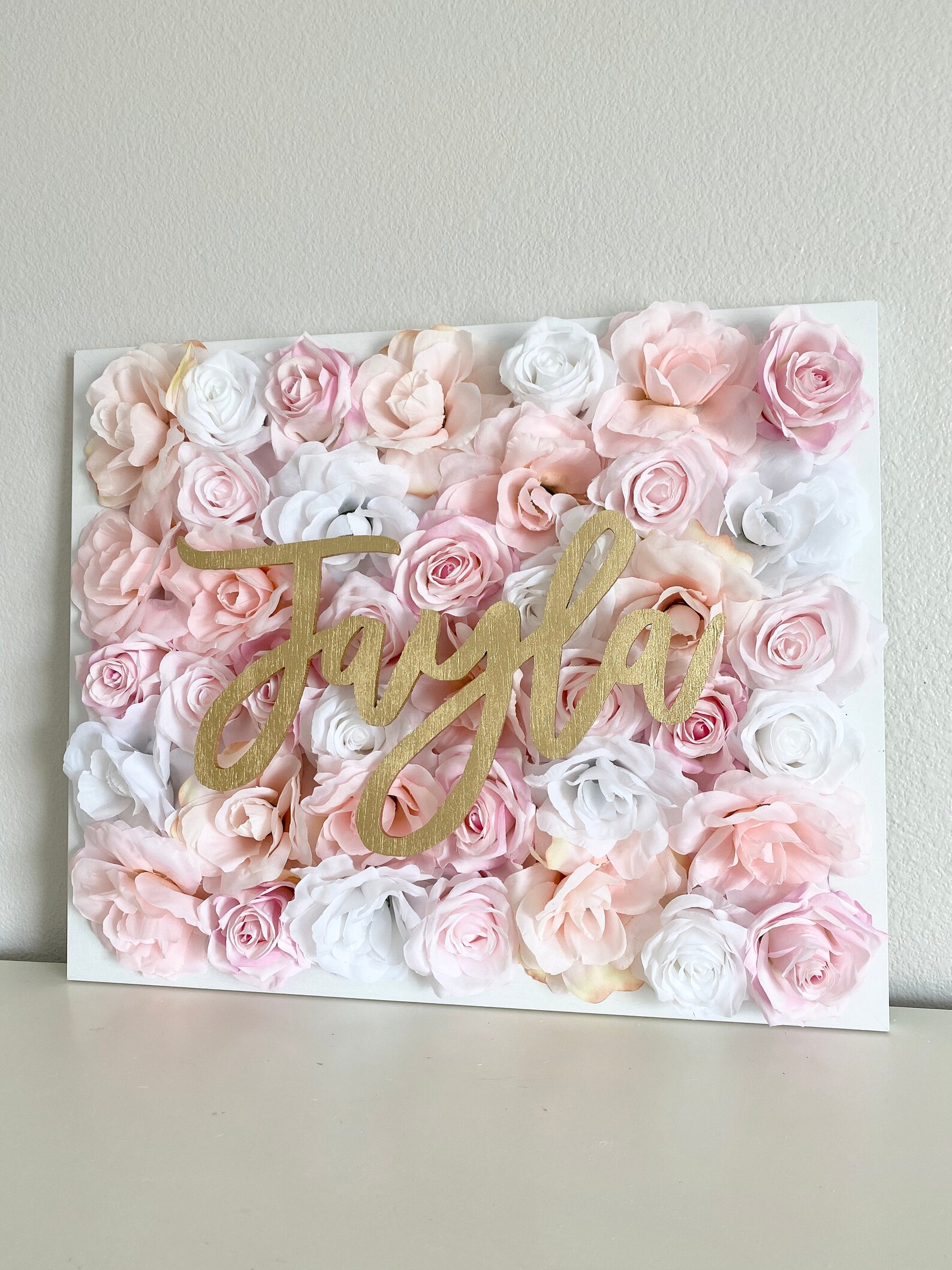 Blush Name Sign Nursery Wall Decor Boho Flower Wall Nursery Etsy
