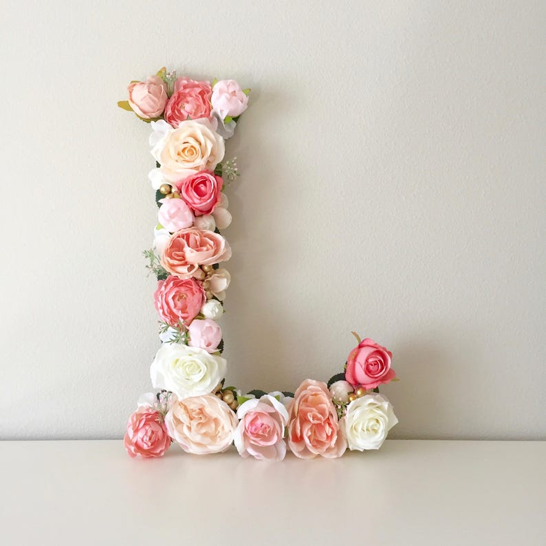 Large Floral Letter Large Flower Letter Floral Monogram Floral Number Shabby Chic Decor Vintage Wedding Girl Nursery Letter 19 24 image 6