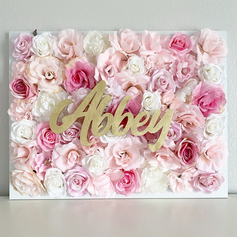 Floral Peony Flower Wall Name Sign Nursery Decor Girl Nursery Etsy
