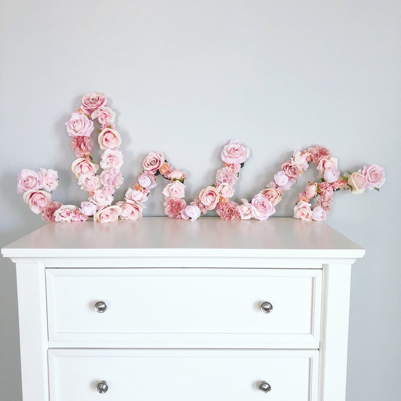 Flower Letter Floral Letter Floral Number Flower Number Blush Nursery Decor Shabby Chic Decor Floral Nursery Baby Shower Flower Wall image 5