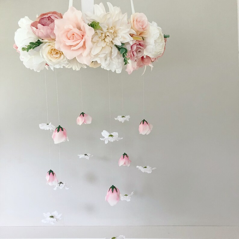 Flower Mobile Baby Mobile Floral Mobile Nursery Mobile Flower Chandelier Crib Mobile Girl Mobile Baby Chandelier Boho Dreamcatcher image 2