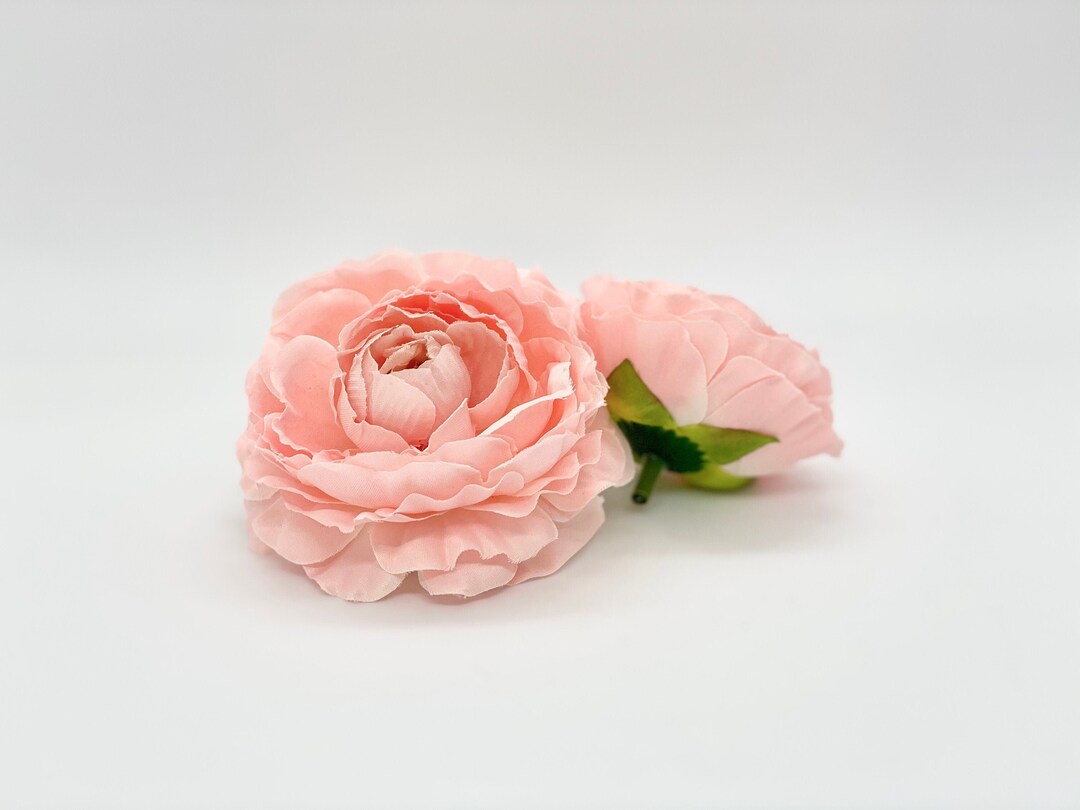 4 Peachy Pink Ranunculus Large Ranunculus Silk Flower Artificial ...
