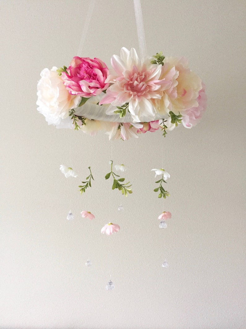Floral Mobile Custom Flower Mobile Pink and Mint Mobile Etsy