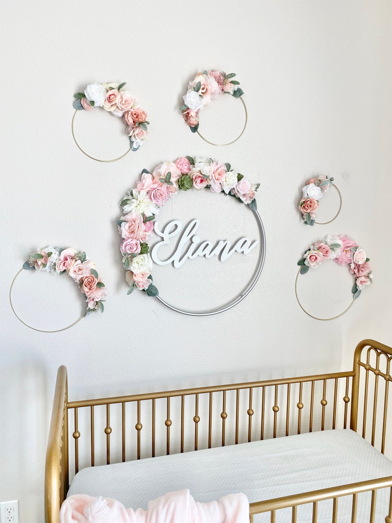 Large Floral Hoop Wreath Nursery Decor Girl Wall Decor Floral Etsy