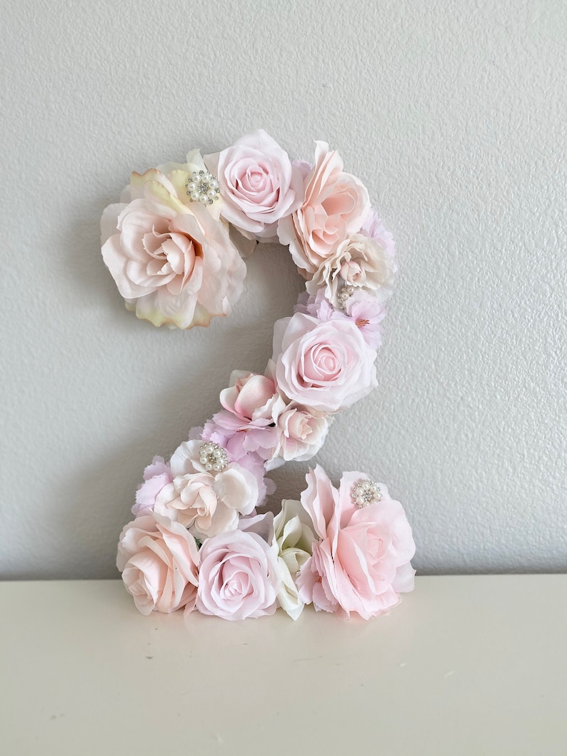 2nd Birthday Decoration Large Floral Number Photo Prop Floral Number 2 Toddler Girl Birthday Decor Baby Girl Birthday Floral Letter image 1