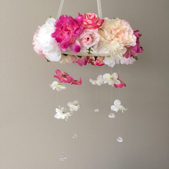Pink Floral Mobile Pink Mobile Flower Mobile Pink Nursery Etsy