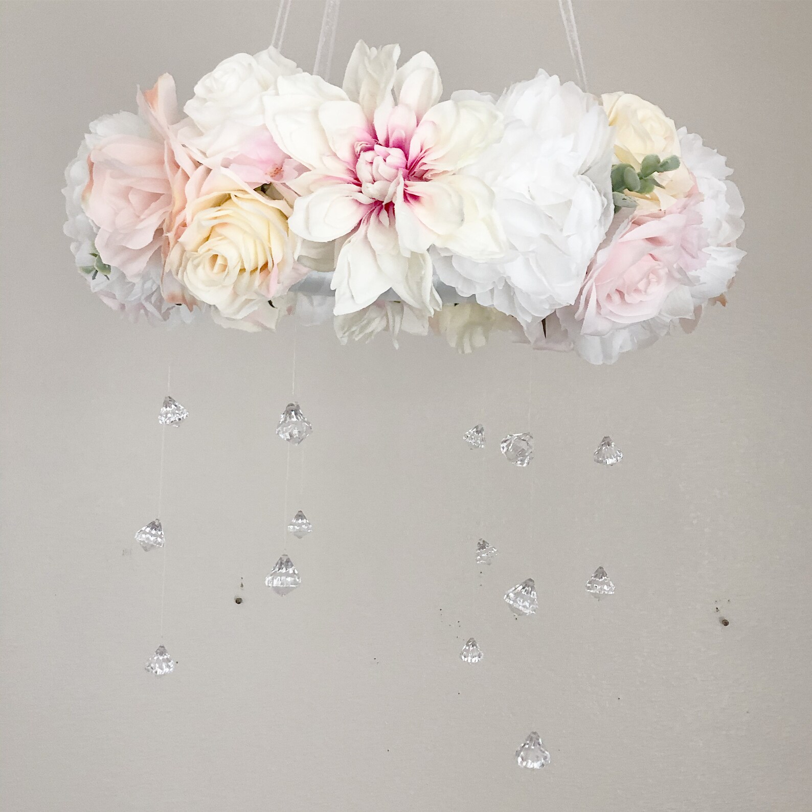 Floral Mobile Flower Mobile Custom Nursery Mobile Blush Etsy